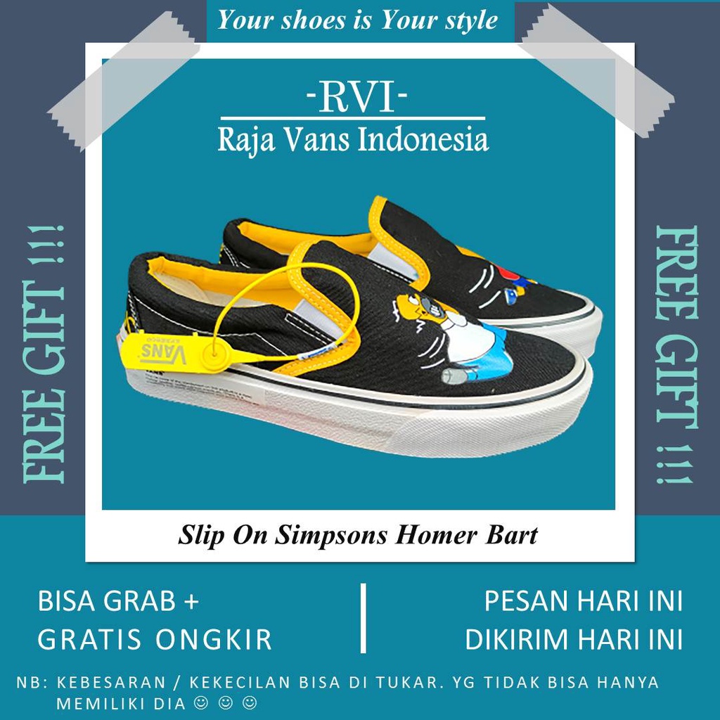 (BISA GRAB & COD) VANS SLIP ON SIMPSONS HOMER BART WAFFLE DT PREMIUM BNIB | VANS SLIP ON SIMPSONS HO