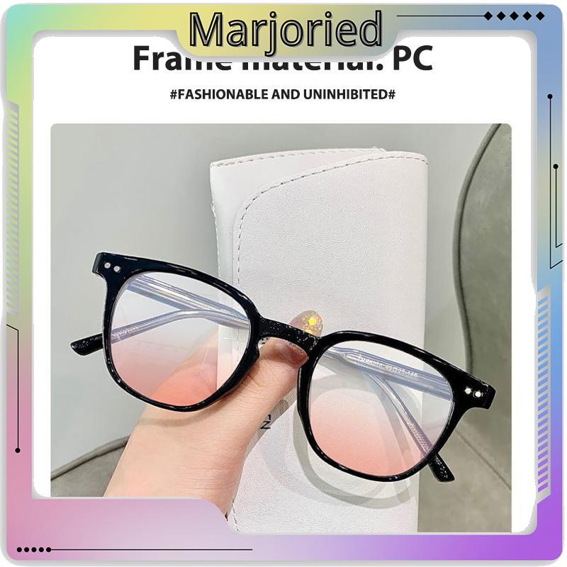 Gradient Pink Blush Glasses Wanita Trendi Wajah Bulat Kacamata Bingkai Hitam untuk Foto-MJD