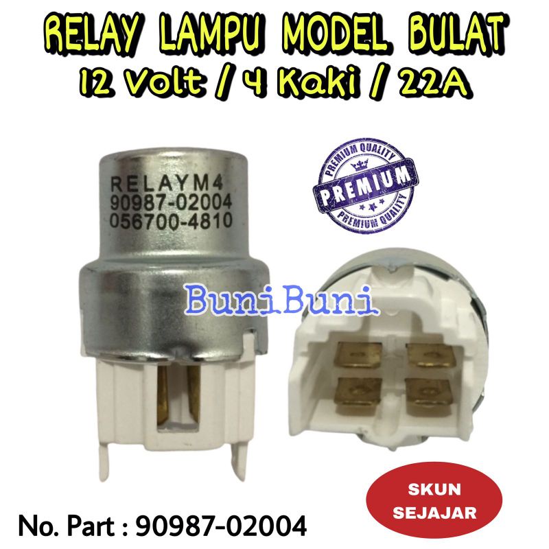 Relay Lampu Bulat Untuk Mobil Kijang / Rino / Taft 12V 22A Kaki 4 SEJAJAR