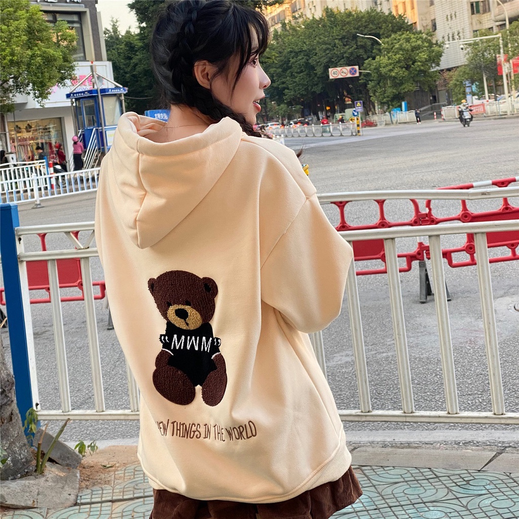 #Sisjuly# Sweater wanita bulu tebal wanita musim gugur dan musim dingin baru jaket berkerudung longg