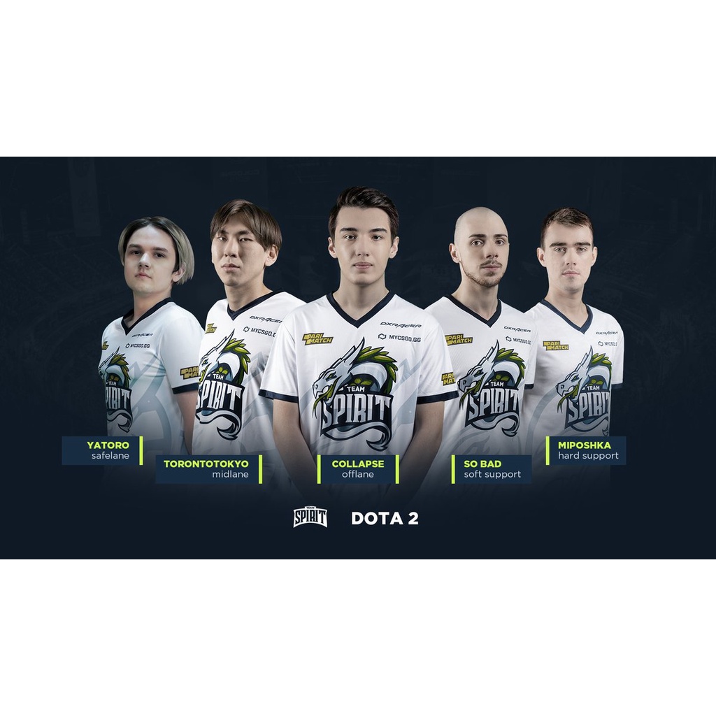 Jersey V-neck Team Spirit Dota2 White  [ Nickname bisa di request ]