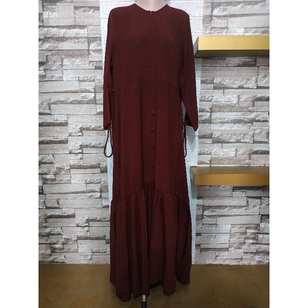 Gamis polos/Gamis kancing depan/gamis renda di bagian bawah