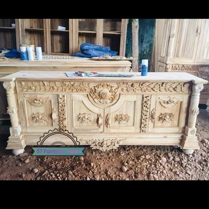 Bupet hias ruang tamu ukir kayu jati Jepara - Meja Tv Bufet ruang tamu