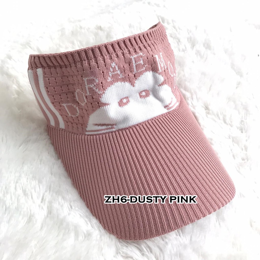 TOPI ANAK RAJUT VISOR PANTAI SUNSHADE MOTIF KARTUN BASEBALL ANTI UV ANAK KECIL LUCU LUCU - ZH-ZH6-Dusty Pink