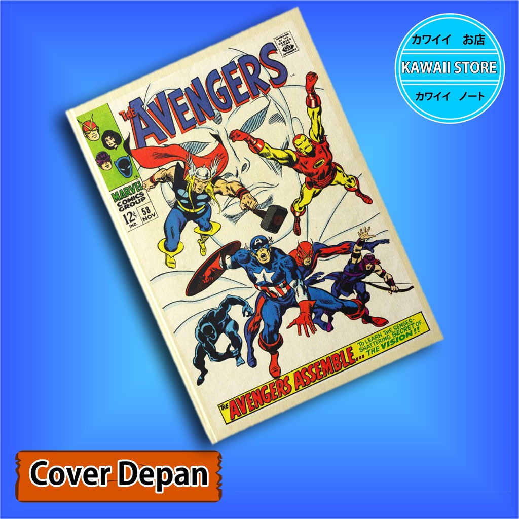 

Notebook / Pocket book Hard Cover Film Marvel Avengers KLASIK COVER 11 uk A5 & A6 / Notes Book