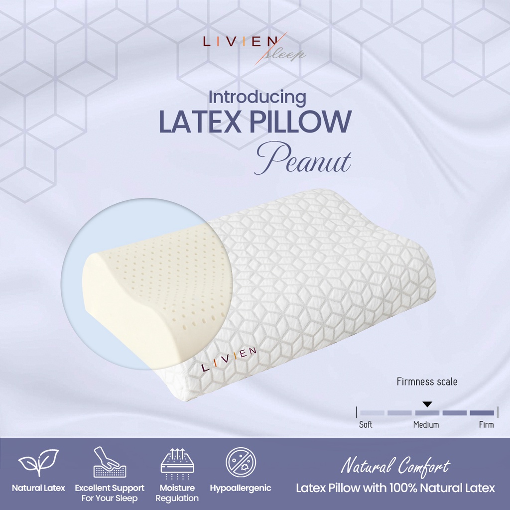 Bantal Tidur Latex, 100% Natural Latex Pillow, Peanut Pillow Livien Sleep