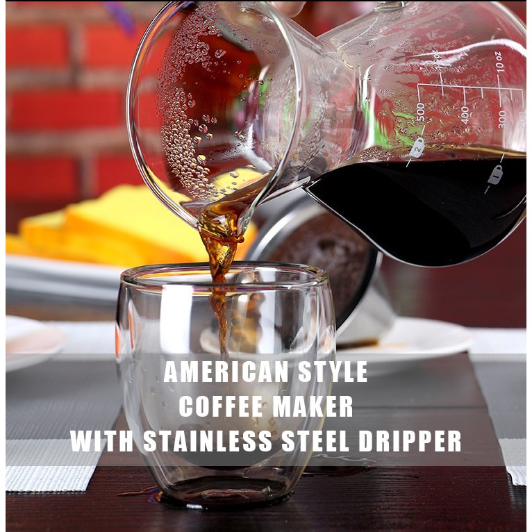 BISA COD Teko Kopi Barista Coffee Maker Pot V60 Borosilicate Glass 600ml with Filter
