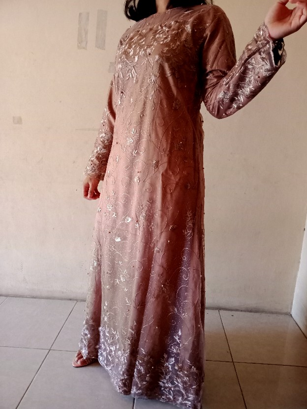 Ada Jumbo Best Seller Laudya Dress By Elsire Tile Bordir Brokat Belakang Full Kondangan