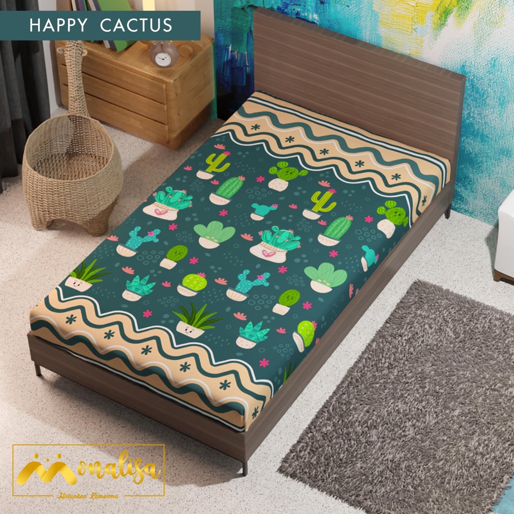 SPREI WATERPROOF MONALISA SINGLE 120X200 / PABRIKAN-happy cactus