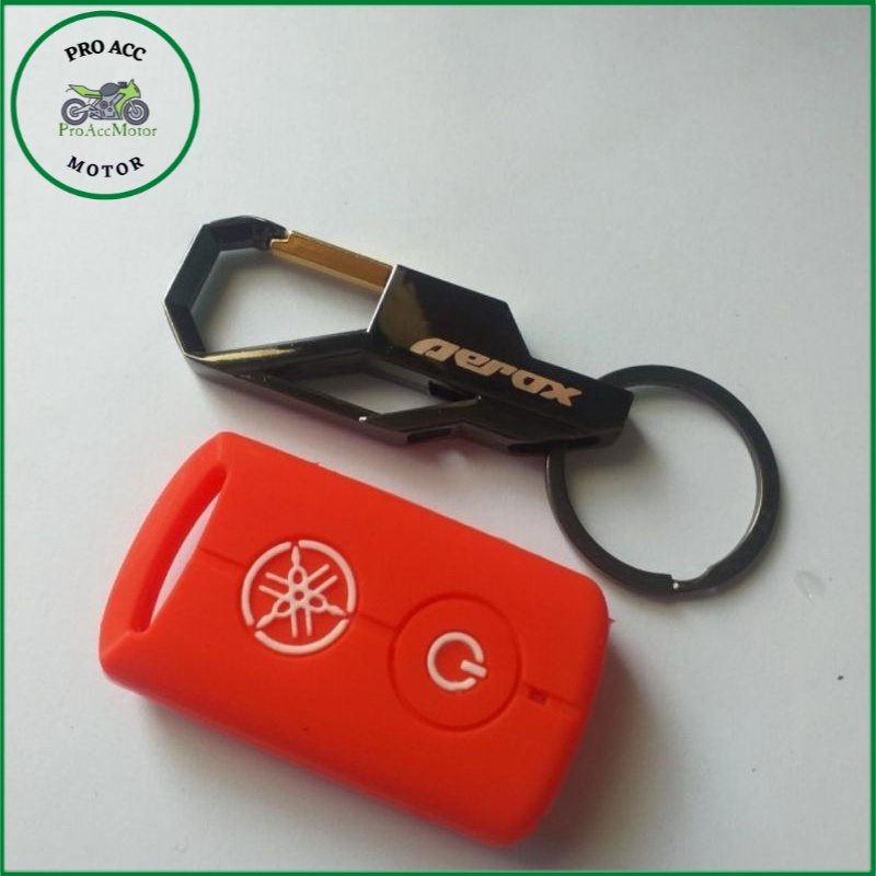 Gantungan kunci motor logo yamaha aerox + cover silikon remote smart key