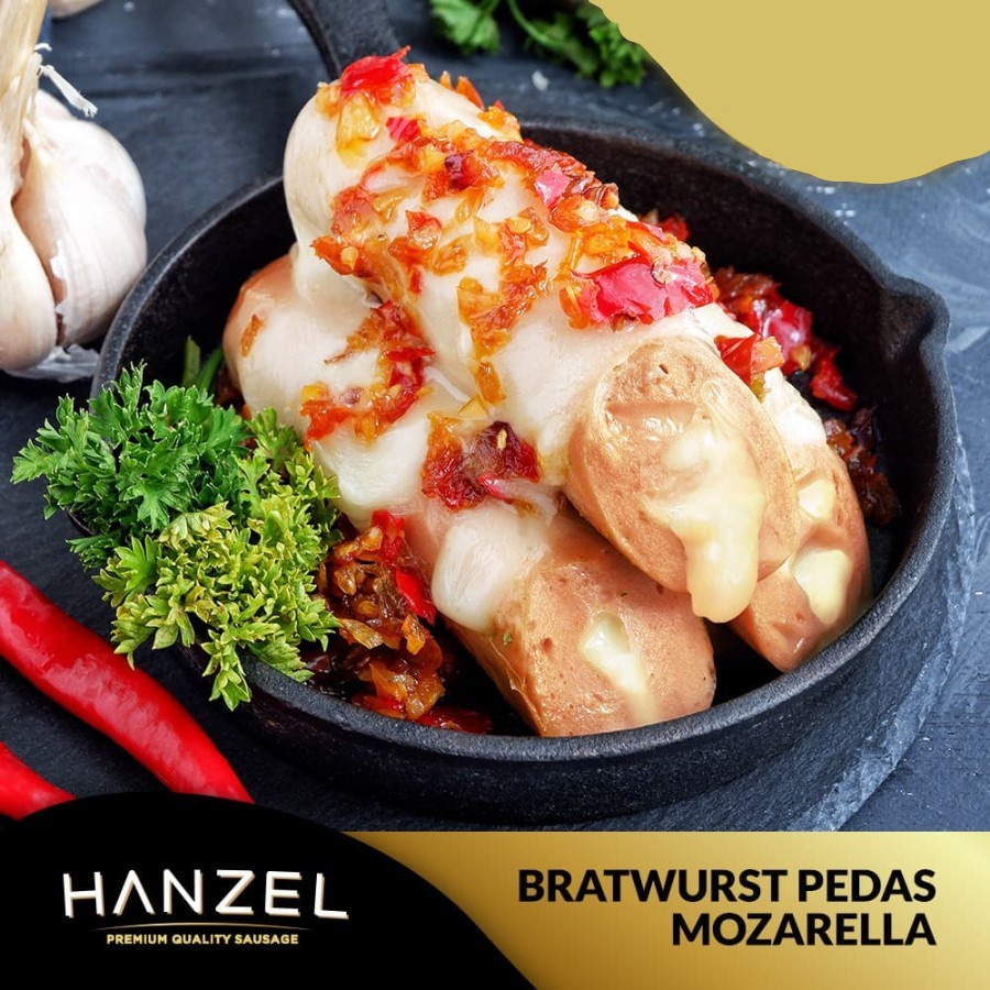 SOSIS SAPI BRATWURST GARLIC BUTTER HANZEL 360GR PREMIUM BEEF SAUSAGE ISI 5PCS HALAL