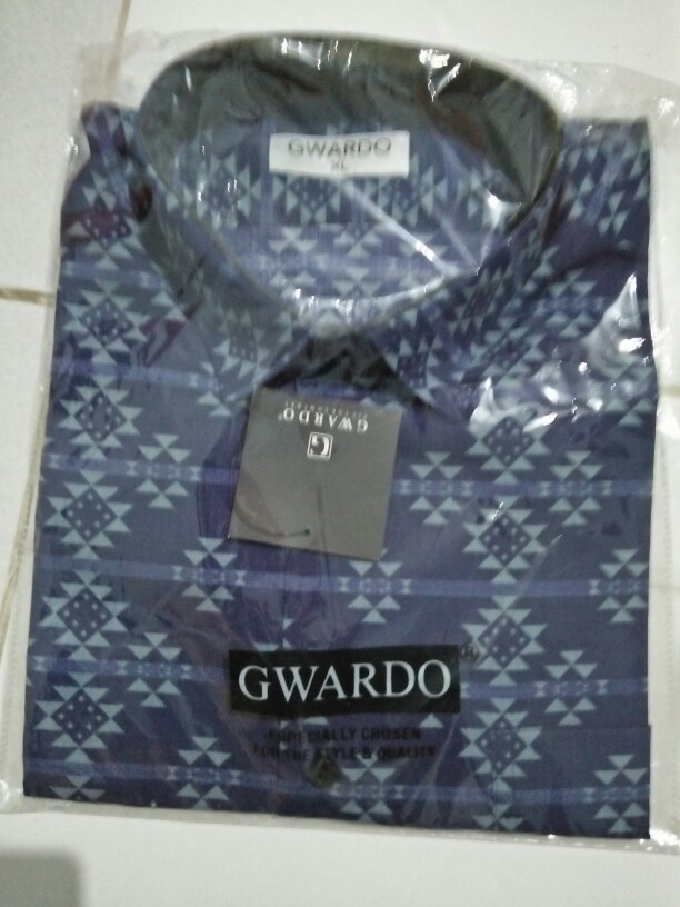 Kemeja Batik Slimfit Dan Reguler Navy Motif Anyam Full Katun Murah Gwardo