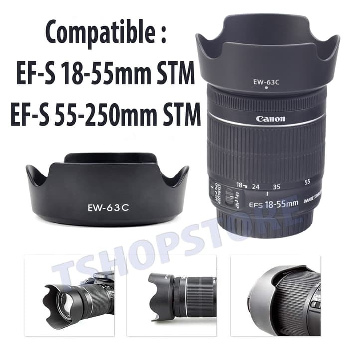 Termurah Lens Hood EW-63C for Canon EF-S 18-55mm STM / EF-S 55-250mm STM Terlaris