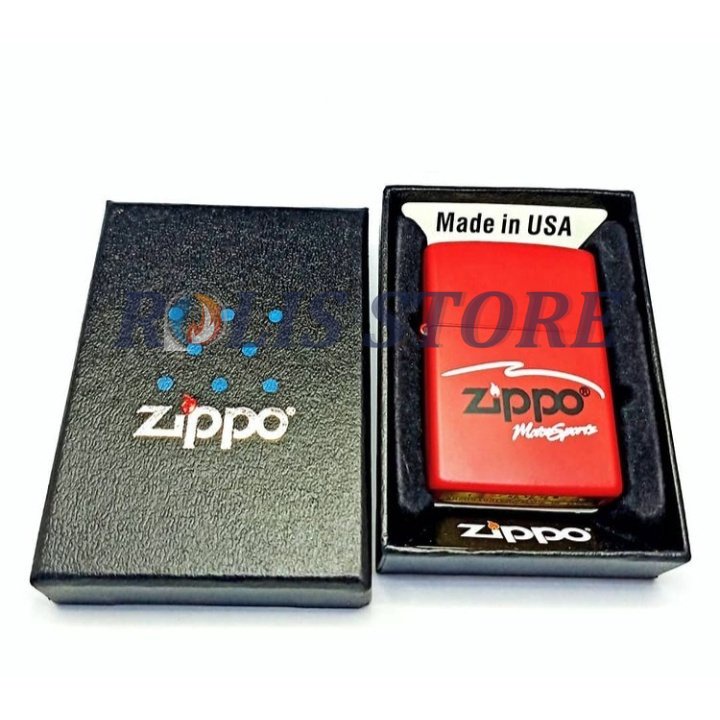 COD- Korek Zippo Matte Merah Premium Grade Ori 'Motorsport' - Free Box