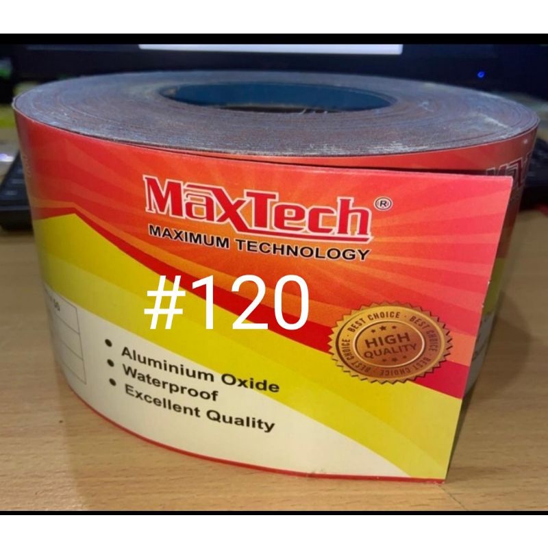 amplas meteran/amplas rol ukuran #120 maxtech harga perol (50m)