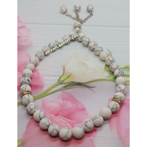 TASBIH BATU HOWLITE 33 BUTIR 8 MM 100% NATURAL