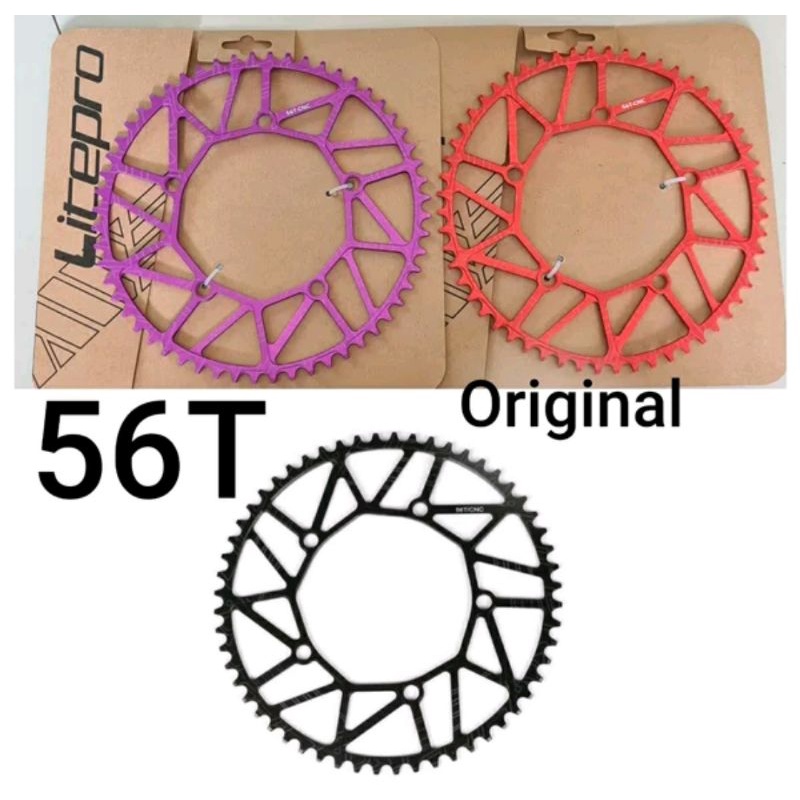 Chainring Sepeda Lipat Litepro 56T CNC BCD 130 MM Chain ring lite pro narrow wide bahan alloy 56 T bcd 130mm Alumunium folding bike crank set