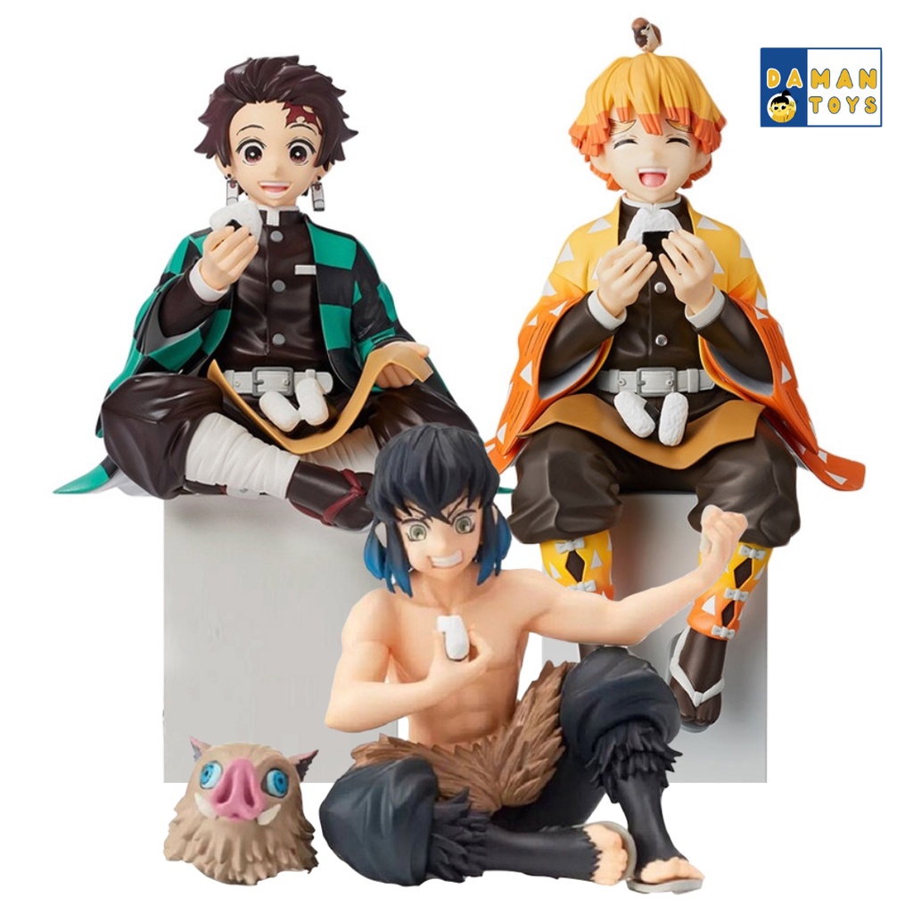 Demon Slayer Kimetsu No Yaiba  Eat Rice Balls Ver Tanjiro Kamado, Zentsu Agatsuma, Nezuko, Giyuu, Tokito Muichiro Action Figure Anime