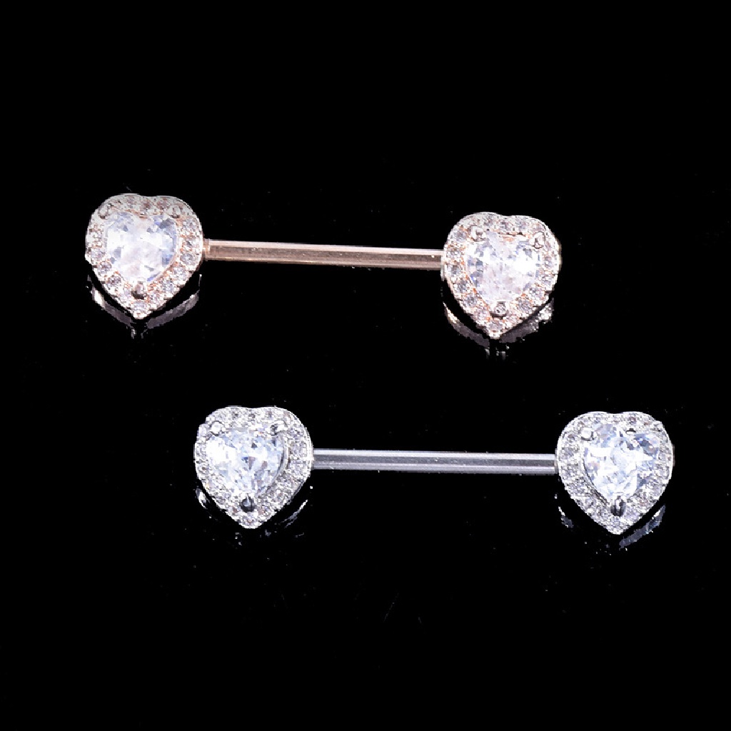 (AdornmentNo1) 1pc Anting Tindik Puting Bentuk Hati Bahan Surgical Steel Untuk Wanita