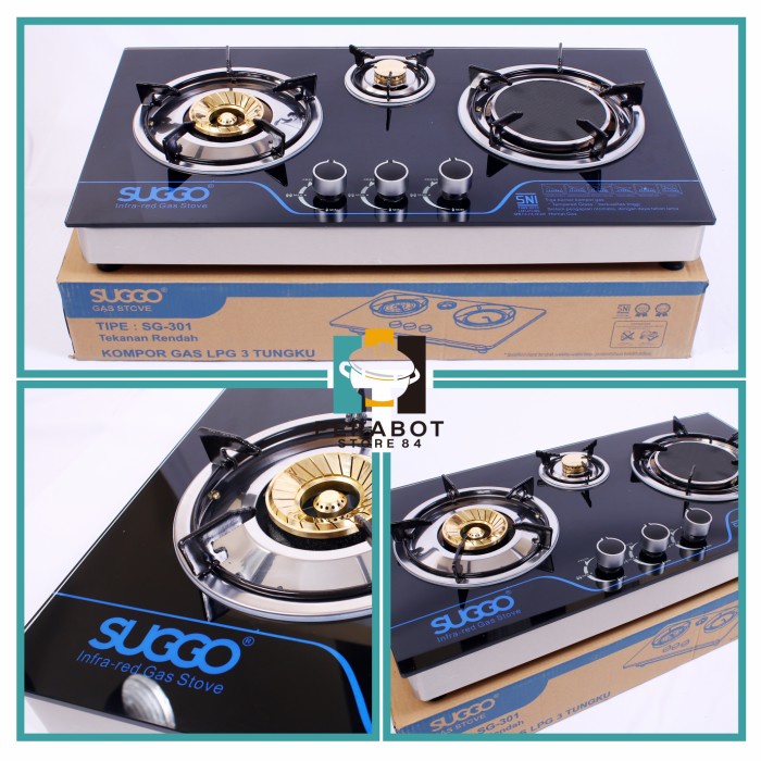 Suggo SG-301 Kompor Gas Kaca 3 Tungku