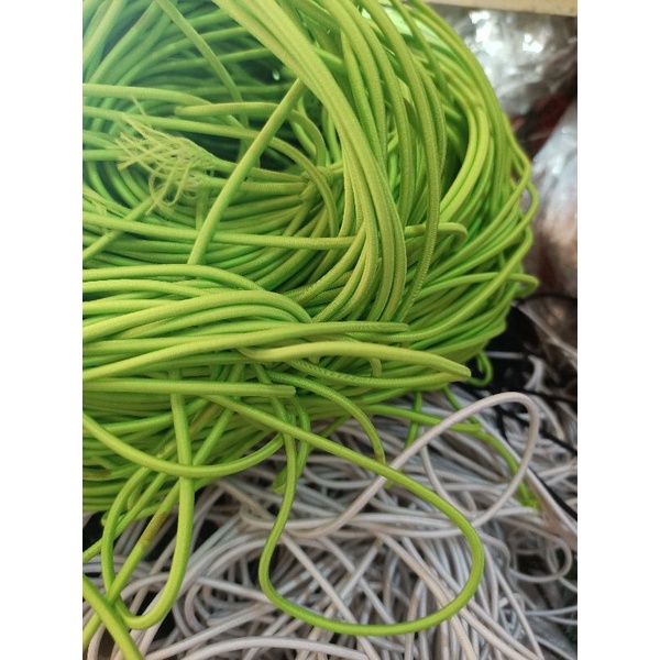 tali bulat elastis tali string elastis/tali karet bulat  3mm 13 warna( permeter)-Hijau stabilo