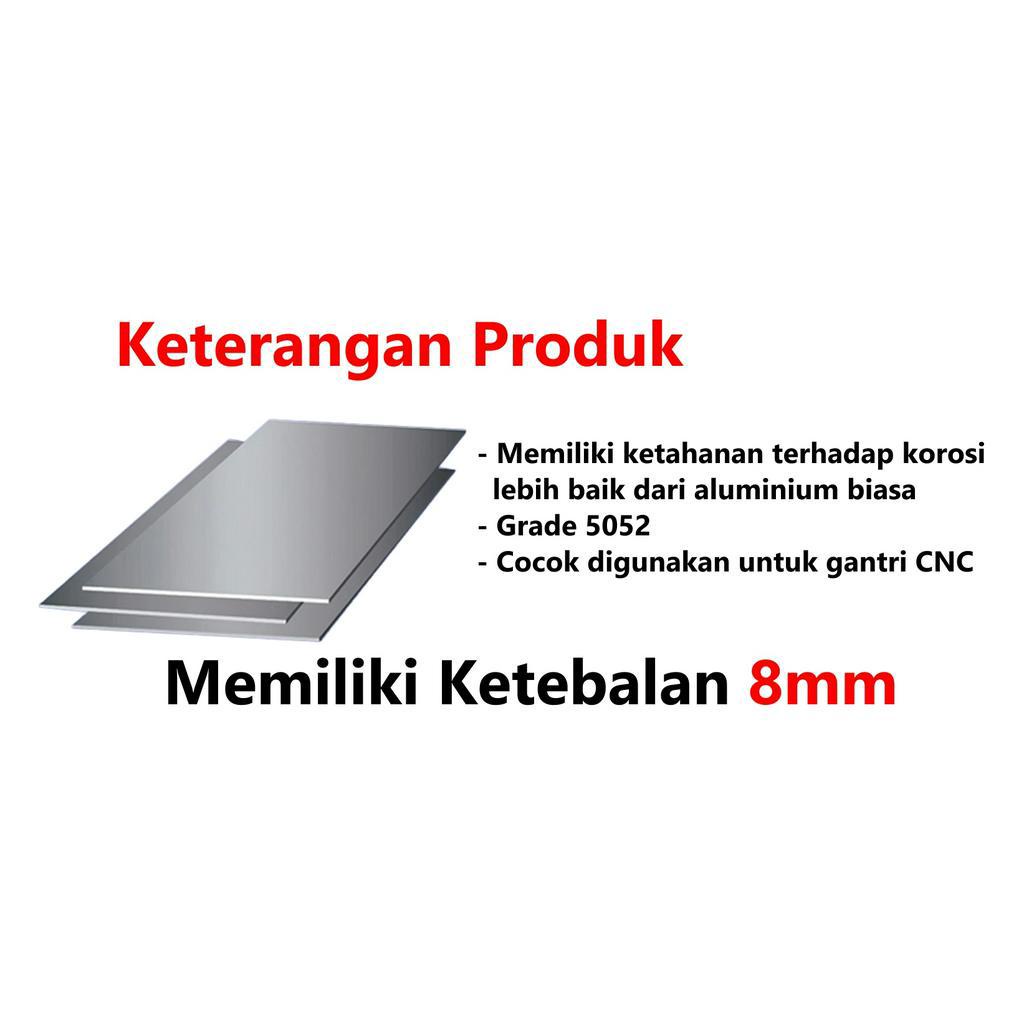 [HAEBOT] Plat Aluminium 5052 T8 8mm Alumunium Plate Ukuran Custom Lembaran Tebal Anti Karat Korosi Per 1 cm