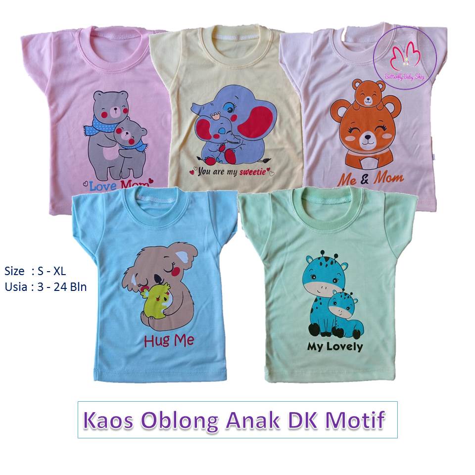 Kaos Setali/Kaos Oblong Bayi Motif Ukuran S.M.L.XL