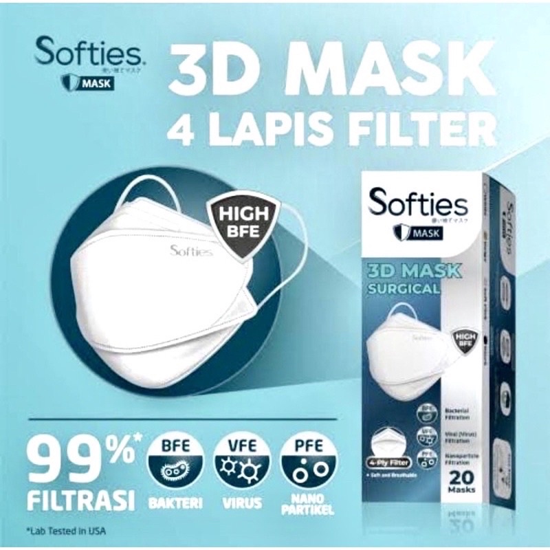 KF94 masker softies 3D mask surgical 4ply-Putih