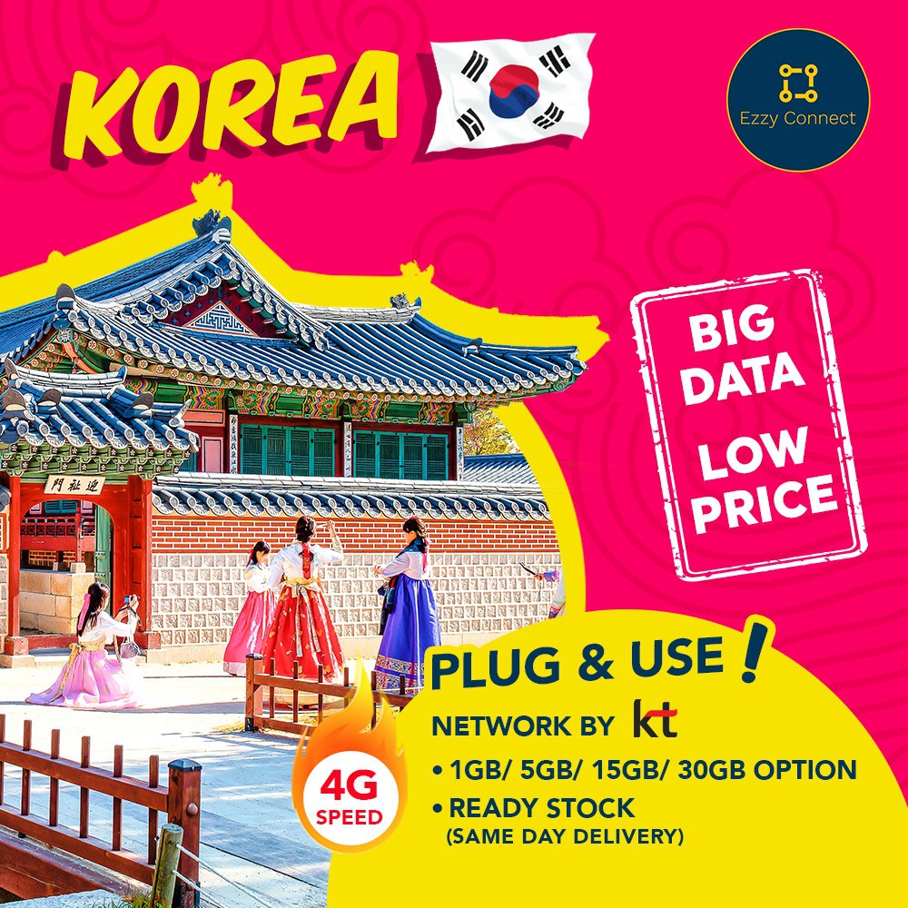 PROMO sim card korea 30GB NO FUP termurah!! 4G simcard by KT Network