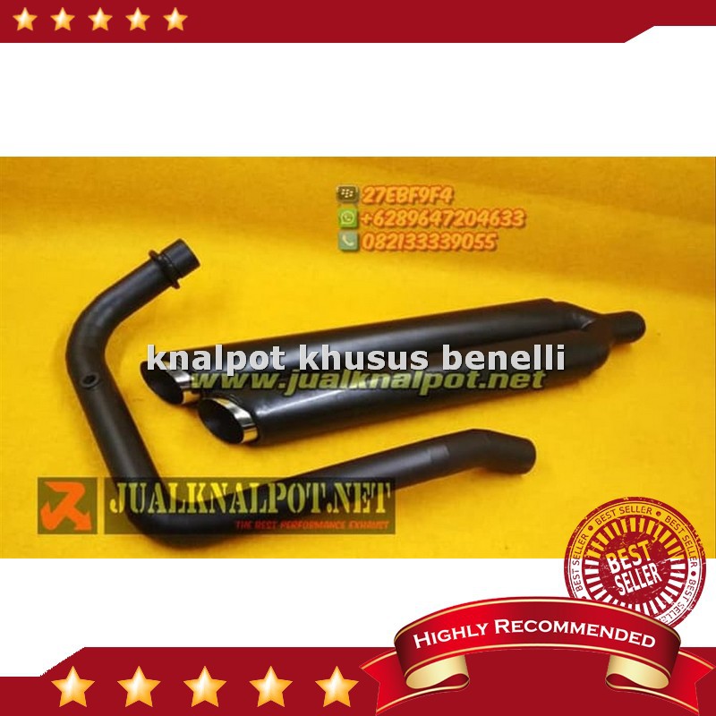 Harga Kualitas Export Knalpot Benelli Motobi 200 Evo Double Muffler Black Doff Mirip Harley