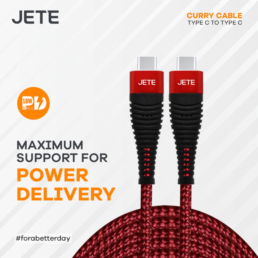 JETE  Charger 18W  Power Delivery Dual Output  USB C to Type C Cable | Charger Type C + Kabel Tipe C ke Tipe C - JETE Original Garansi Resmi 2 Tahun