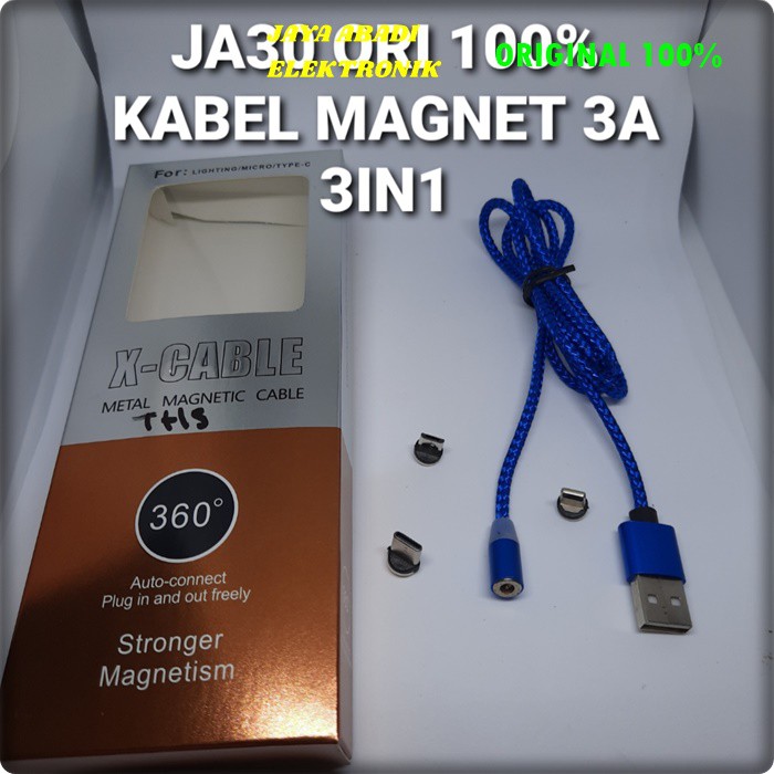 J30 ORIGINAL KABEL DATA MAGNET 3A MAGNETIC CABLE SUPER FAST CHARGING 3 IN 1 MAGNETIK FLASH CAS CASAN J30  Original Kabel data magnet 3A super fast charging 3in1 magnetik cable quick cas hp magnetic magnet charge casan faster asli multi universal multi tc