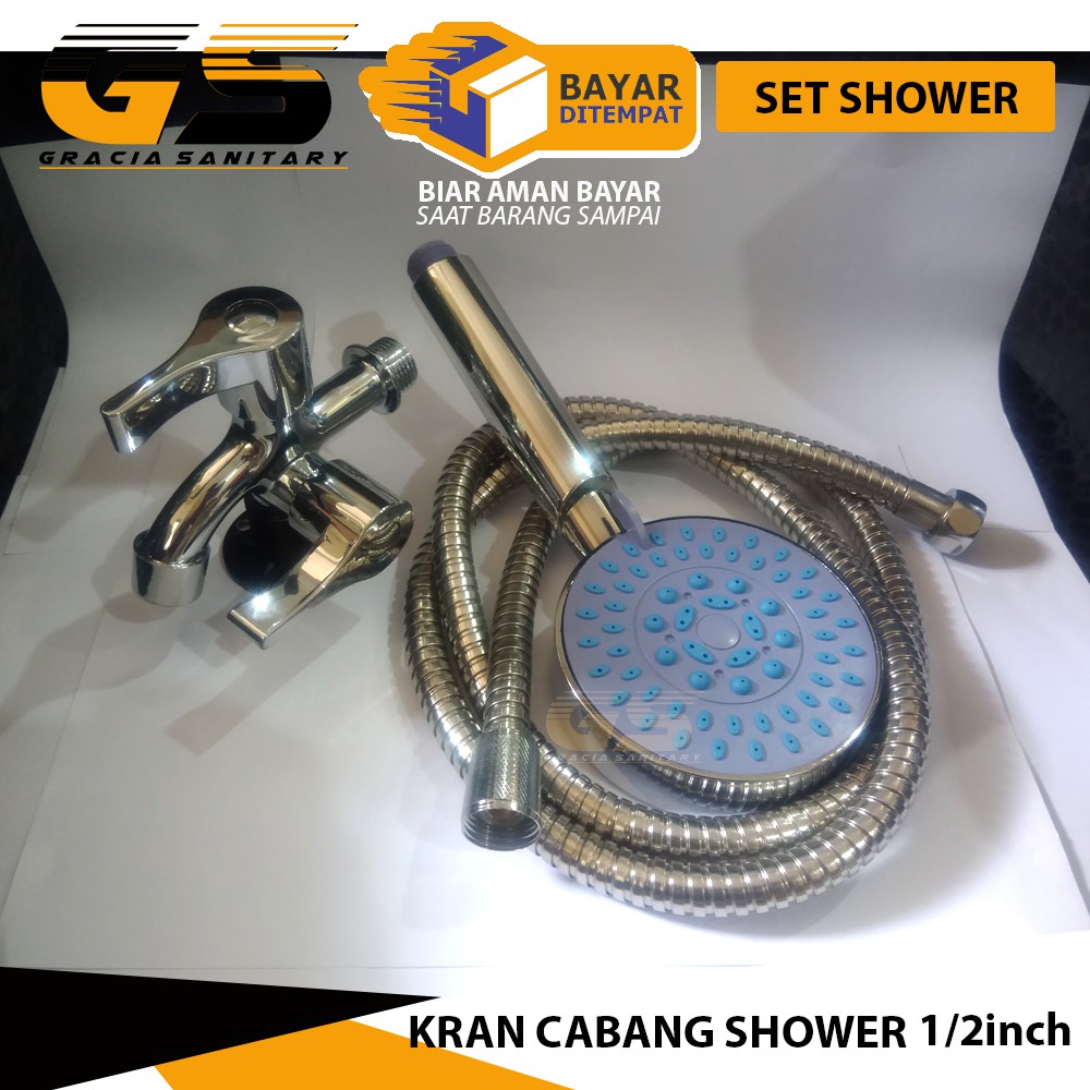 PAKET 1 SET Shower Mandi 8043 Kran Cabang Shower Murah Tinggal Pasang Kran 1/2inch