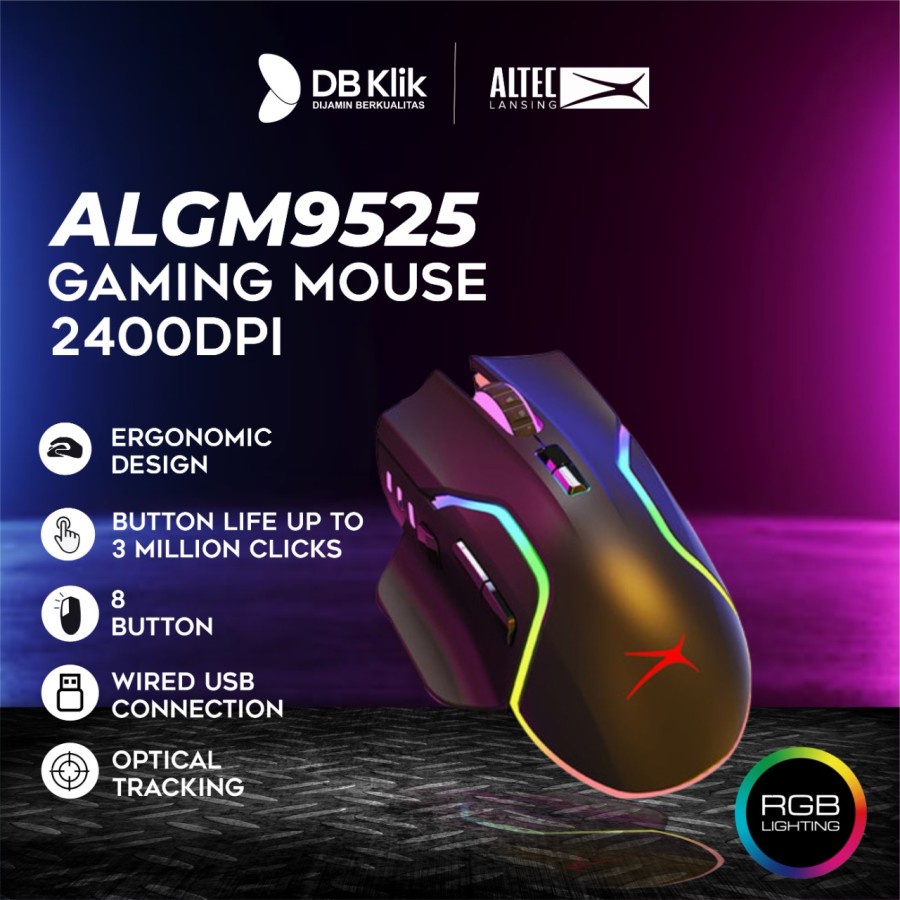 Mouse Gaming ALTEC LANSING ALGM-9525 Wired 2400DPI - ALTEC ALGM9525