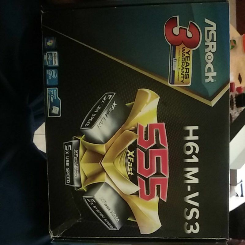 Motherboard ASRock H61m-vs3 intel. Kondisi rusak (koneksi power)