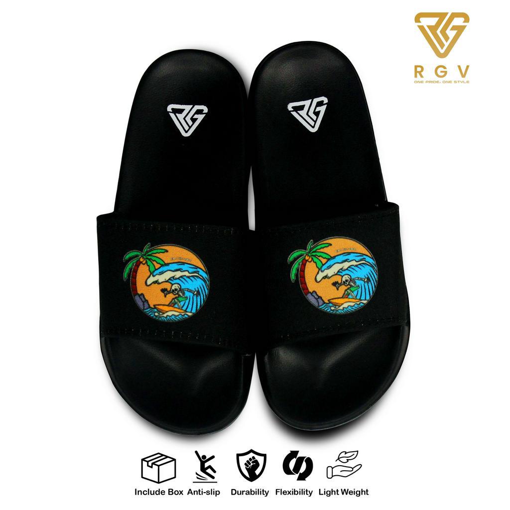 RGV - SANDAL PRIA DAN WANITA SLIDE SLIP ON SENDAL ANTI LICIN RINGAN SELOP THE WAVE ORANGE