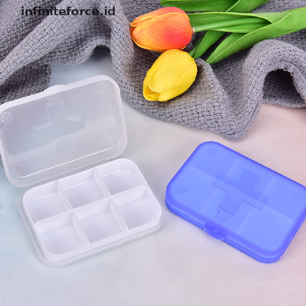 (Infiniteforce.Id) Kotak Penyimpanan Obat / Pil 6 Slot Portable Untuk Travel