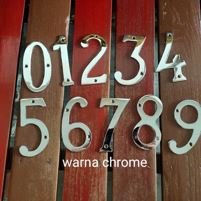 Nomor Plat Rumah Kantor Kuningan / Brass Chrome Number - Angka Huruf