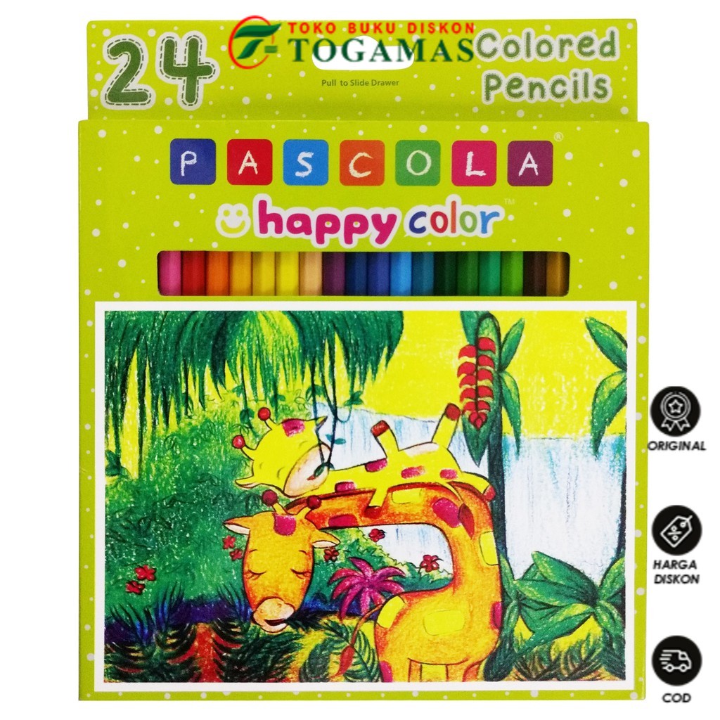 

READY STOCK !! PENSIL WARNA 24 COLORS FL (PANJANG) HAPPY COLOR PASCOLA STANDARD