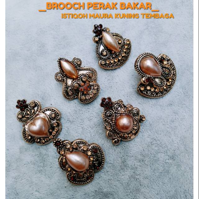 ISI 6PCS BROOCH PERAK BAKAR UK.SEDANG istiqah maura tembaga