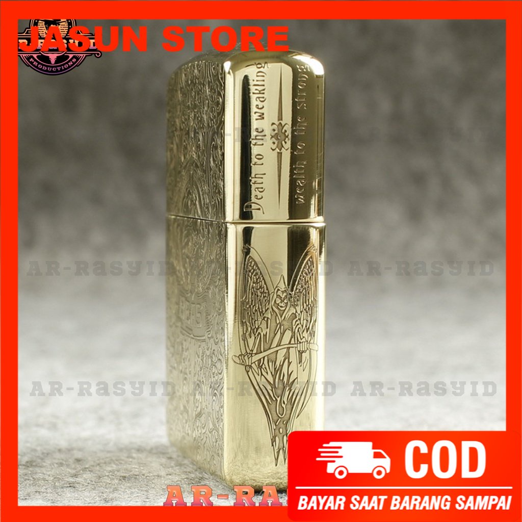 Korek Api Minyak Zippo Gold Ukir Motif Beast 168 3962-15