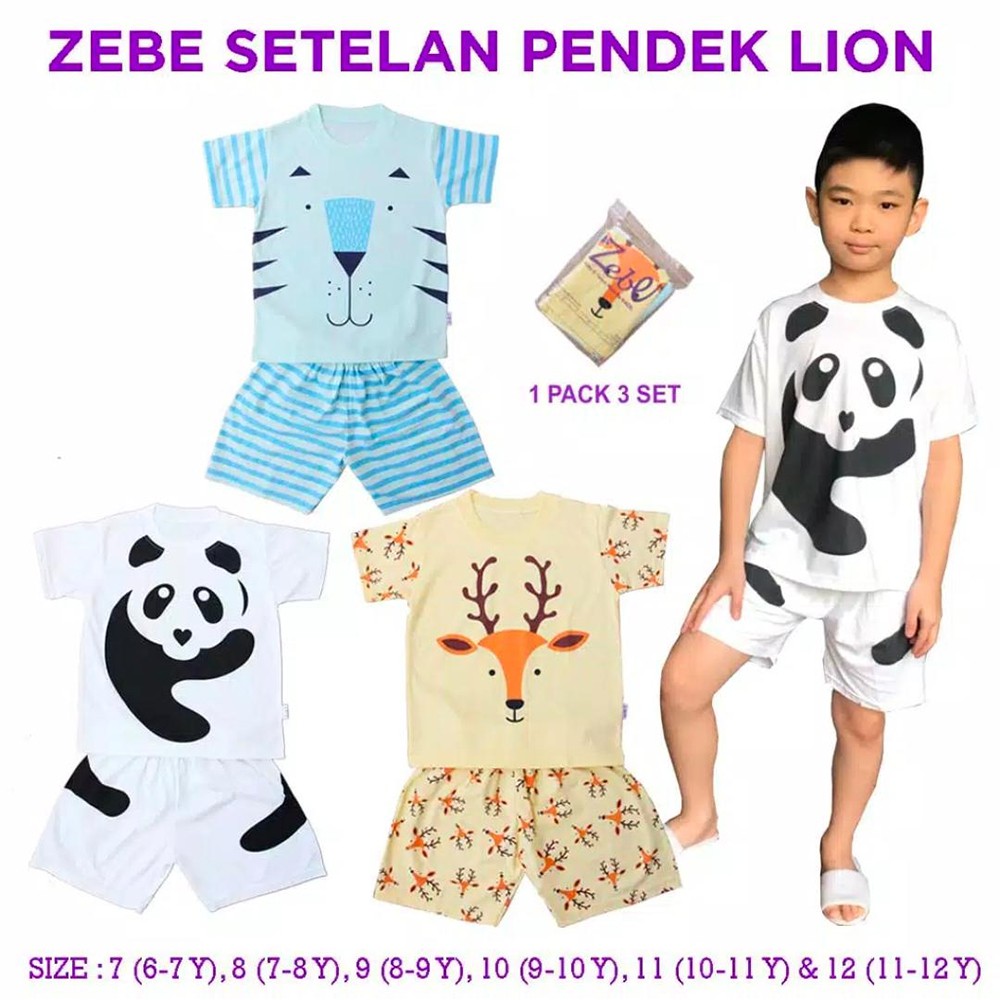 Zebe Setelan Pendek Lion edition 3pcs Boy Baju Anak Laki Laki