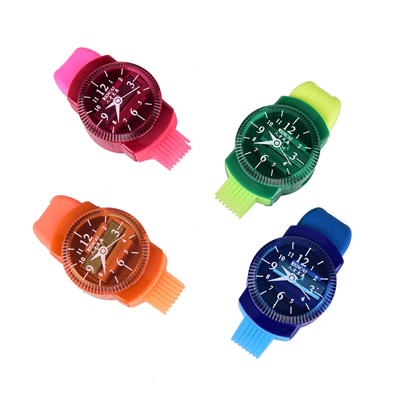 {LUCKID}Watches Sliced Pencil Sharpener With Erasers Brush for Office School Supplie