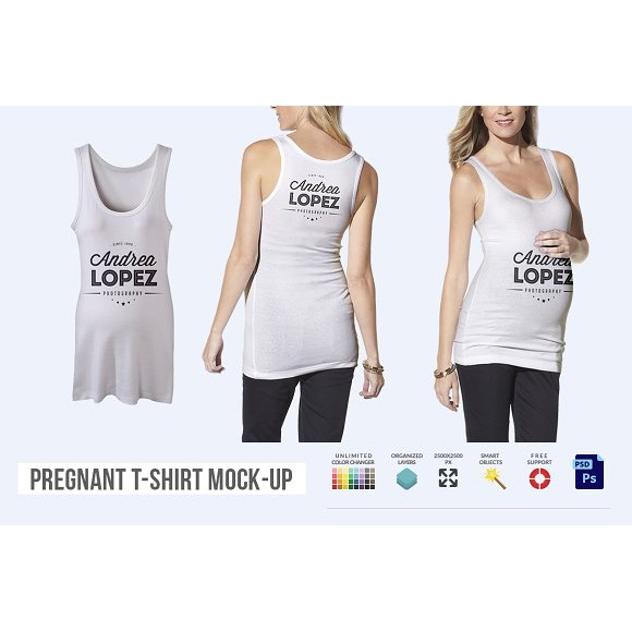 Pregnant T-Shirt Mockup Set - Photoshop