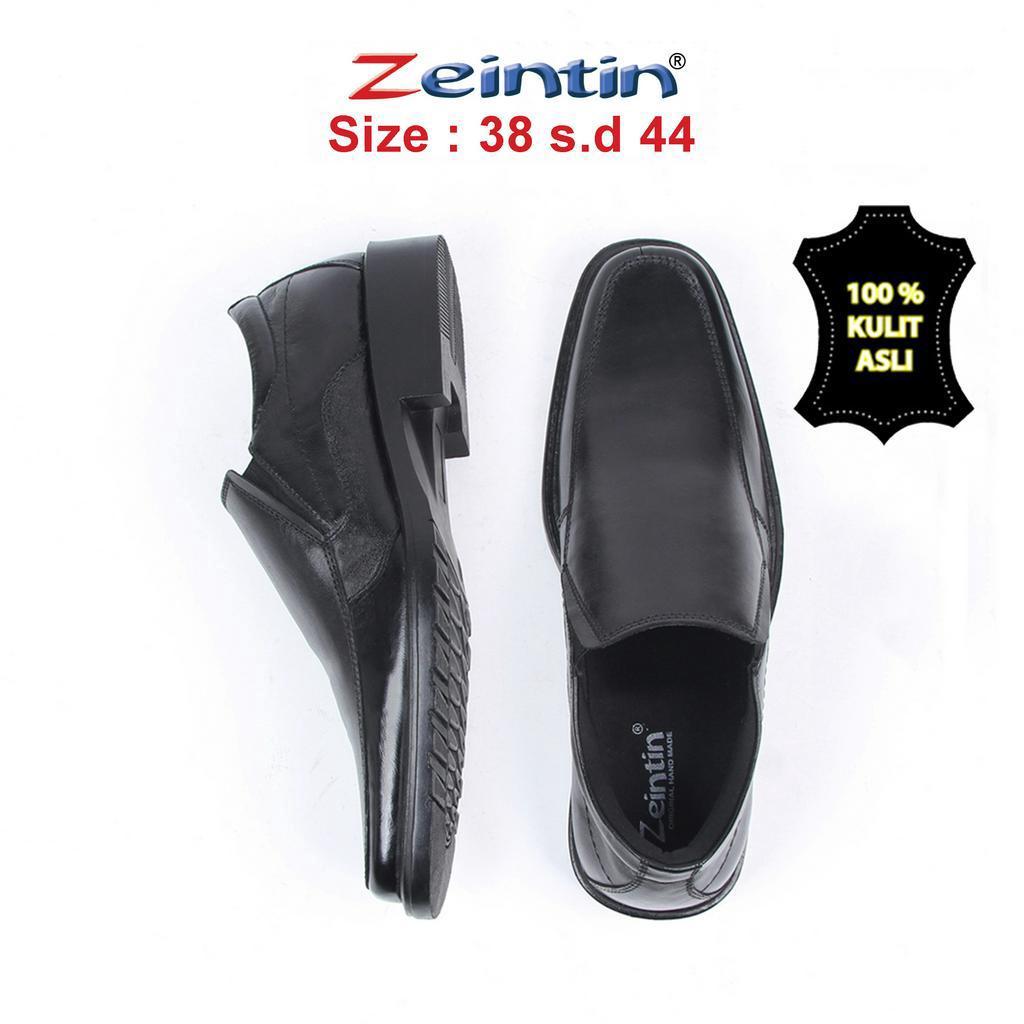 Zeintin - Sepatu Pantofel Pria Bahan Kulit Sepatu Kantor Pria Hitam Original Zeintin AJ