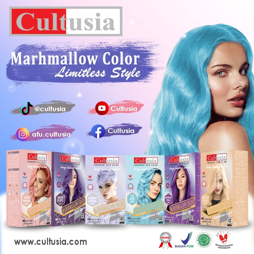 CULTUSIA Hair Marshmallow Color 30ml Original BPOM - Pewarna / Cat / Semir Rambut 30 ml - Permanent - Warna Pastel