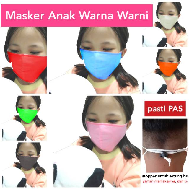 Masker Anak-anak 3 ply, Masker Kain 3 ply Warna Warni, Masker mulut 3 ply untuk Anak