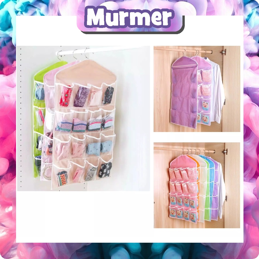 MurmerOfficial R053 Pouch Hanging Organizer 16 Sekat Korean Set Tempat Rak Bag Celana Dalam Gantung