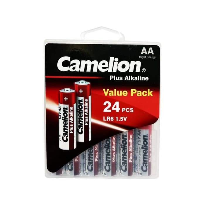 Camelion Baterai Alkaline AA 24 Pcs dengan kotak baterai