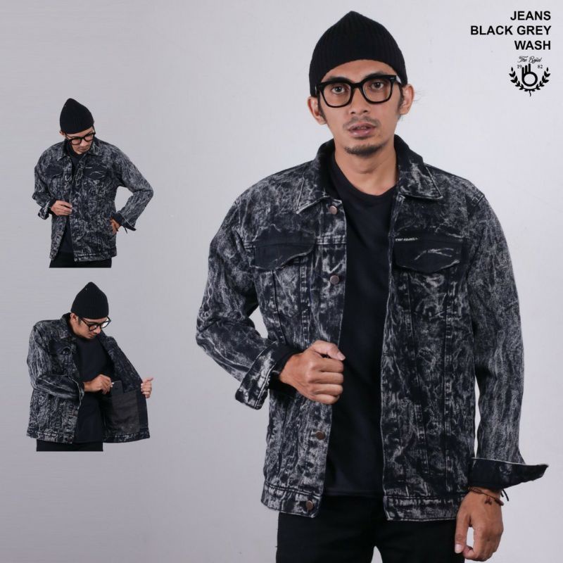 JAKET JEANS SENWOS BIRU PUDAR DAN HITAM PUDAR